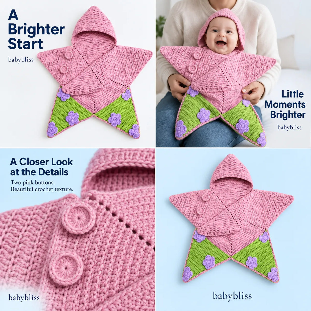 StarSnug – Crochet Baby Star Wrap